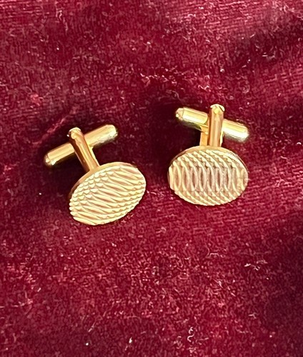 Gold plated cufflinks set oval - gold,