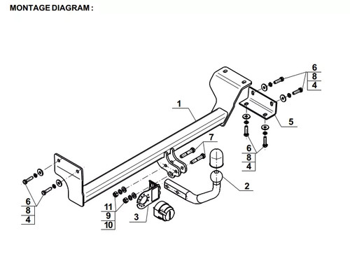 Swan neck tow - bar, kia
