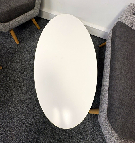 White oval wooden - white,