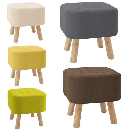 Square wooden footstool - wooden,