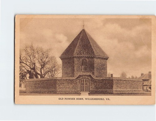 Postcard old powder horn - powder,