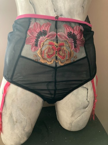 Lace mesh suspender - lace/mesh, brief