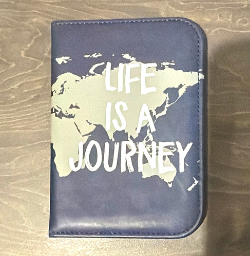Blue faux leather passport - blue,