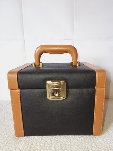 Vintage black tan vanity - vintage, case