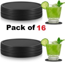 Non-Slip Round Black Silicone Coasters Non-slip Cup Mats Pad Drinks Table Glass.