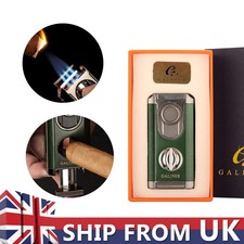 Galiner Triple Jet Torch Flame Cigar Lighter Vcut Cigar Cutter Windproof NO Gas