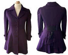 PLUS SIZE 18 20 22 24 26 28 30 32 PURPLE VICTORIAN STEAMPUNK RIDING JACKET COAT 