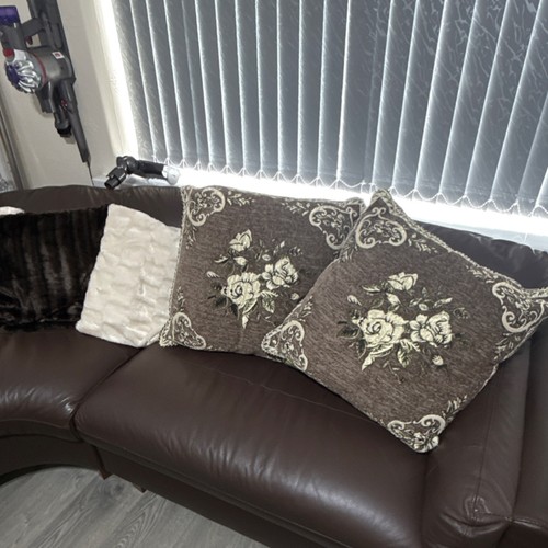 Brown leather corner sofa - brown,