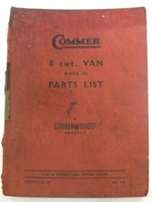 COMMER 8cwt Van Mark III Illustrated Commercial Parts List #354 May 1949