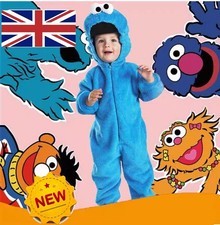 KIDS Unisex Sesame street Cookie Monster&Elmo costume pajamas Flannel Outfit UK