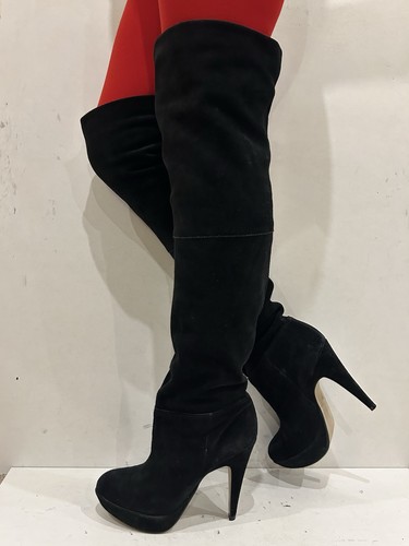 Topshop sexy black real suede - black,