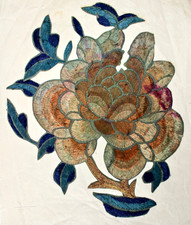 Vintage Multicoloured Silk EMBROIDERY of Flowering Plant Possibly VICTORIAN
