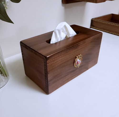 Vintage wooden tissue box - wooden,