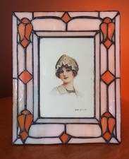 Vintage Leaded Stained Glass Tiffany Style Picture / Photo Frame