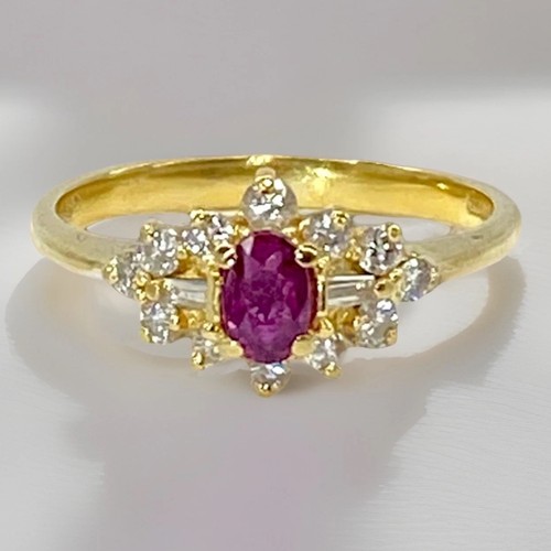 Ruby diamond cluster - cluster, 18ct