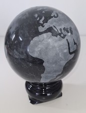 Black marble Globe 6"  with stand. The earth in miniature.