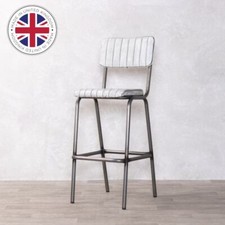 WHITE FAUX LEATHER BAR STOOL