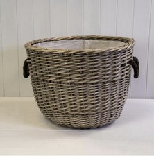 Willow Log Basket with Hessian