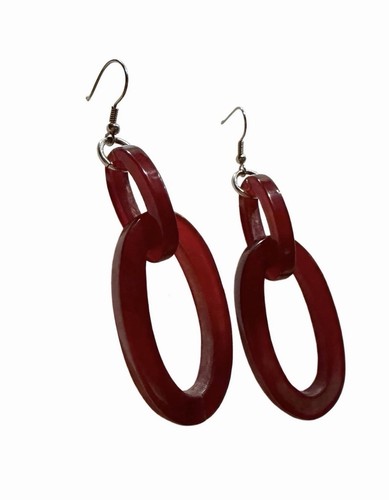 Double oval link horn earrings - oval,