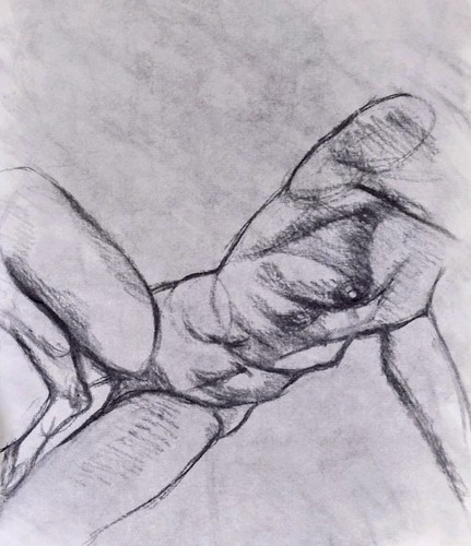 Nude female figure - female, charcoal