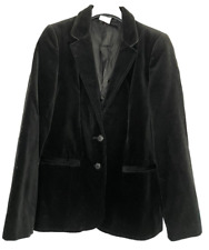 Black Velvet Jacket Size 12 Vintage 80s 90s Tesco Long Sleeve Retro Vintage