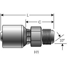 6 x Gates MegaCrimp 20GE-20MJ Male 37 deg JIC Flare Crimp Straight Hose Fitting