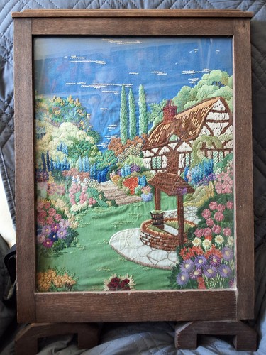 Vintage tapestry fire screen - fire,