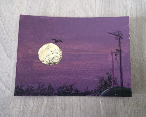 Aceo original art night sky - aceo,