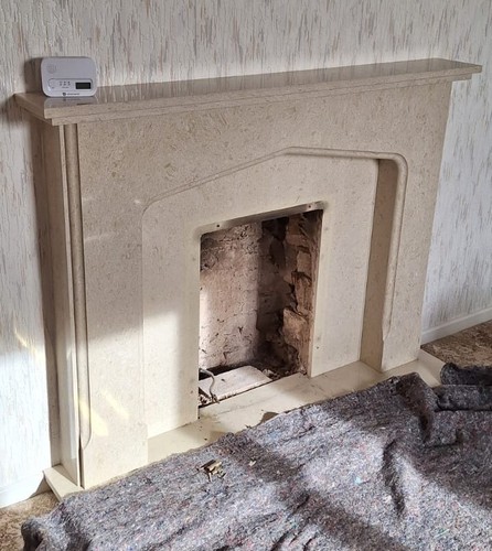 Ivory cream marble fireplace - ivory,