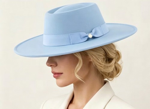 Stunning pale blue formal hat - blue,
