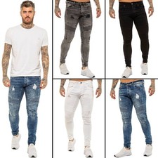 Enzo Mens Biker Jeans Slim Fit
