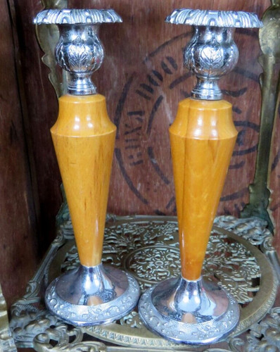 Pair chrome wood - of, &