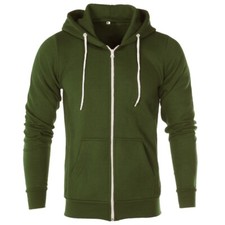 Mens zip Hoodie Olive Plain