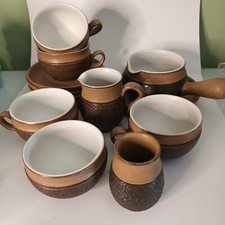 Denby Cotswold Brown Textured Pottery Cups Saucers Jug Bowl Gravy Pick & Choose