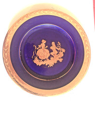 LIMOGES  Porcelain Cobalt Blue & Gold “The Proposal” Plate -15cm