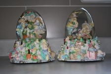 2 Beautiful Easter Bunny Rabbit Musical Snow Globes 