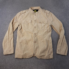 Pretty Green Mens Jacket Small Beige Cream Cord Overshirt Lennon Utility Mods