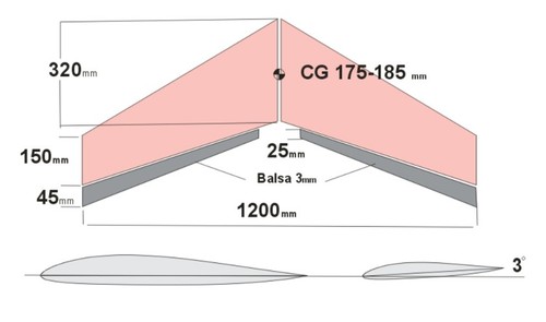Zagi flying wing - wing, 48"