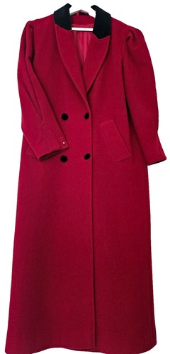 Vintage red wool coat - red, black
