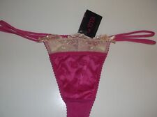 Bnwt La Senza Thong 8 10 12 14 16 Pink Satin Gold Lace