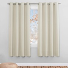 PONY DANCE Curtains Bedroom Blackout Curtain with Eyelets  W55" x L68" Beige