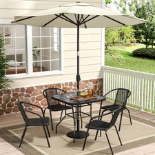 Garden Patio Bistro Coffee w/ Umbrella Hole Table Marble / Stone / Chair/ Sets