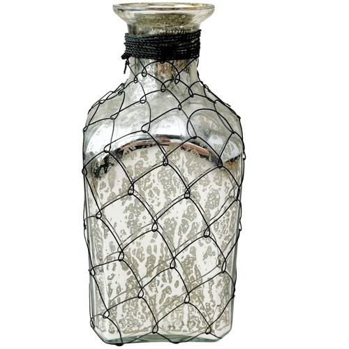 Vintage mercury glass bottle - glass,