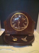 Antique Walnut Westminster Smiths Enfield Key Mantle Clock. For Parts Or Repair