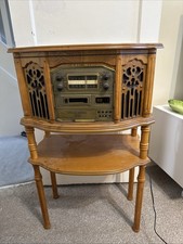 Steepletone Canterbury Retro Music System CD Cassette Record Vinyl Player Radio