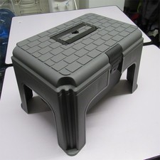Large Tool Storage Box (Grey Plastic Step Stool Utility Case)