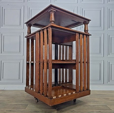 Antique oak revolving bookcase - oak,