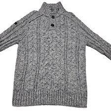 Superdry Mega Cable Henley Jumper - Size XL - Grey - Wool