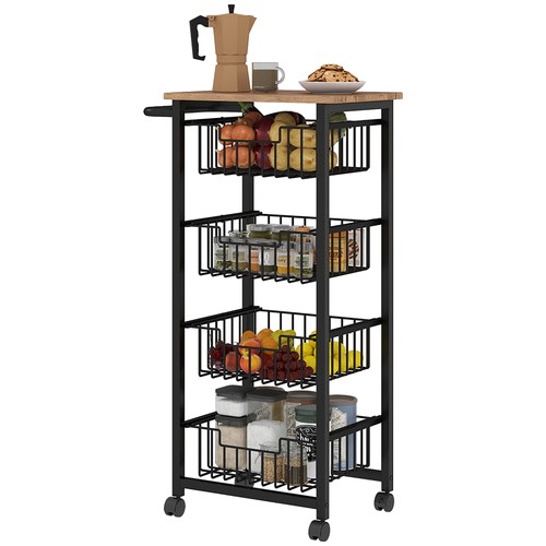 Homcom rolling kitchen island - rolling,