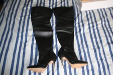 Black Leather Thigh High Boots